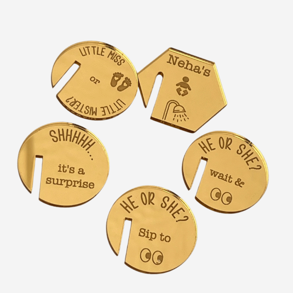 Personalized Gold Acrylic Drink Toppers – Baby Shower, Gender Reveal Party, Custom Drink Charms (Copy) - Image 7