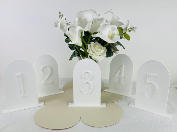 Arch Wedding Table Numbers with Stand - Image 7